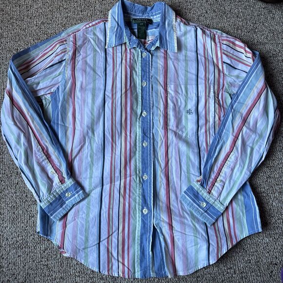 Lauren Raul’s Lauren Women’s Button Up 12P Multi Stripe - Picture 1 of 5